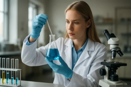 Laboratóriumi kísérlet szacharin vizsgálatára egy fiatal nő részvételével.