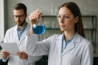 Kémiai laboratóriumban végzett kísérlet szelénessavval