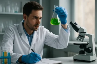 Kutató szelenid kémiai elemzése laboratóriumban