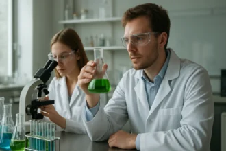 Kutatók laborban, szigma elektronokat vizsgálnak kémiai kötésekben