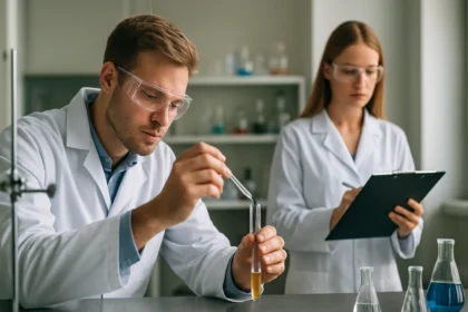 Kémiai kísérlet szorbensek vizsgálatával laboratóriumban