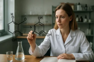 Kémikus a tautoméria jelenségét magyarázza molekulák átrendeződésével.