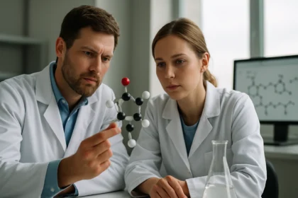 Kémikusok a telluridok molekuláinak elemzésén dolgoznak.