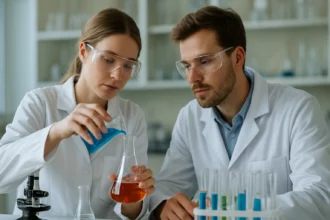 Laboratóriumi kísérletezők műselyem gyártására összpontosítanak.