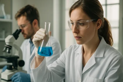 Kémiai kísérlet metakrilátokkal laboratóriumban