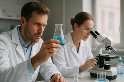 Kémikusok nátrium-hidrid kísérletet végeznek laboratóriumban.