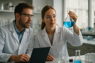 Kémiai kísérlet nátrium-kloráttal laboratóriumban