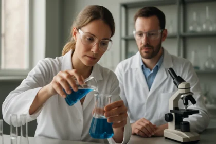 Kémiai kísérlet nitrénekre fókuszáló laboratóriumban.