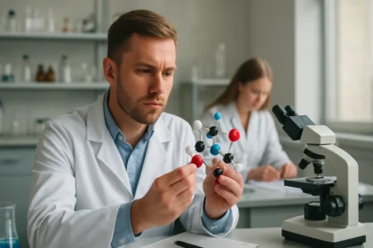 Kémikus nukleofil szubsztitúciót kutat, SN1 és SN2 reakcióval.