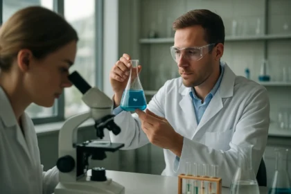 Laboratóriumi kísérlet, ergotamán analízis kémikusokkal.