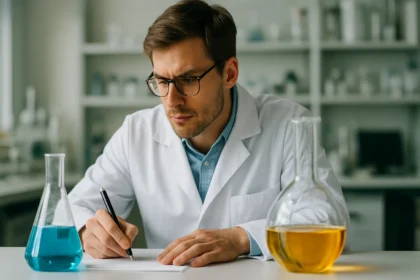 Kémikus ólom-oxid kutatása laboratóriumi környezetben