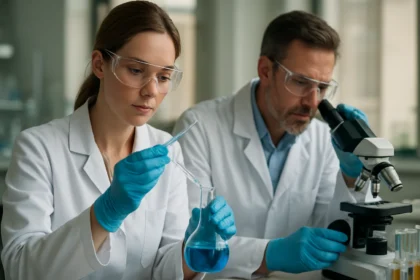 Kémiai kutatás oxazollal kapcsolatos vizsgálatokhoz laboratóriumban.