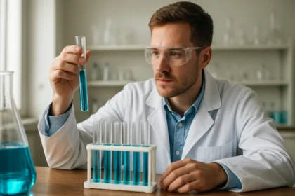 Kémikus laboratóriumi kísérlet során, poliakrilnitril jellemzők elemzése