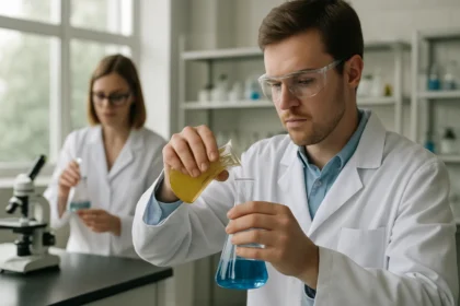 Kémiai kísérlet laboratórium környezetben, perklorátokkal