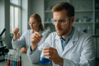 Kémiai kísérletezés laboratóriumban peroxi-acetil-nitrát tanulmányozására