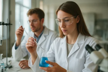 Kémiai laboratóriumi munka platinakörömmel és katalizátorokkal.