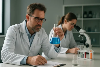 Kutatók poli(hidroxibutirát-co-valerát) analízise laboratóriumban