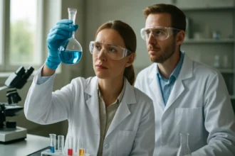 Kémikusok kísérlet közben, propán alkalmazása és jellemzői