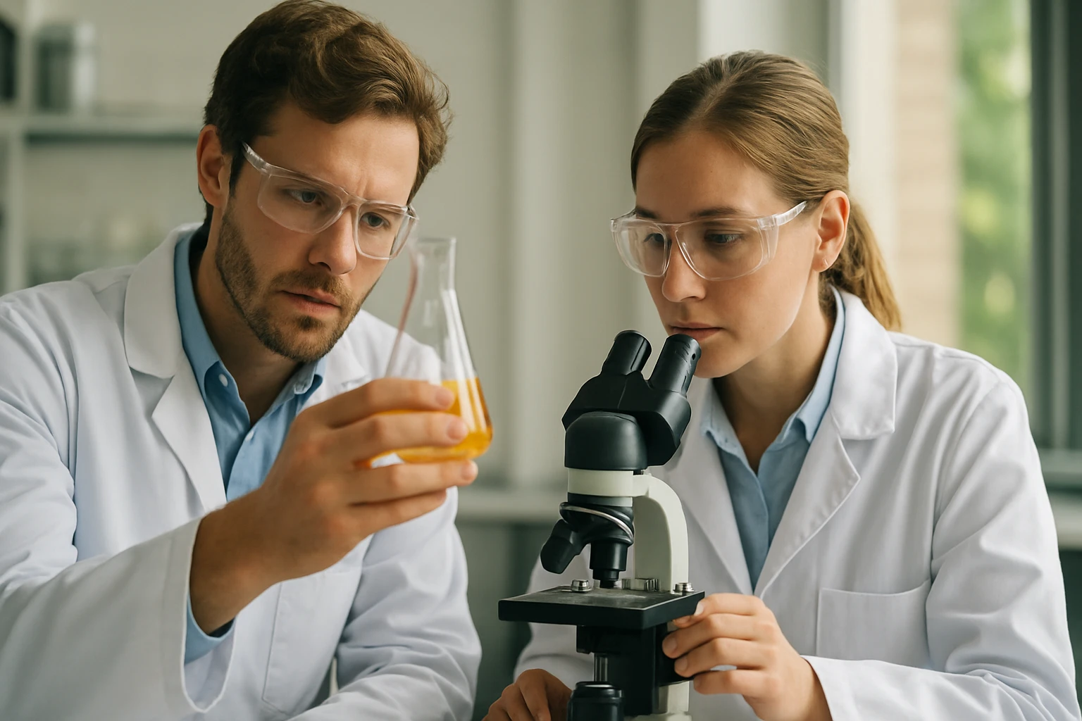 Két tudós oxidáció-redukció kémiai folyamatot vizsgál