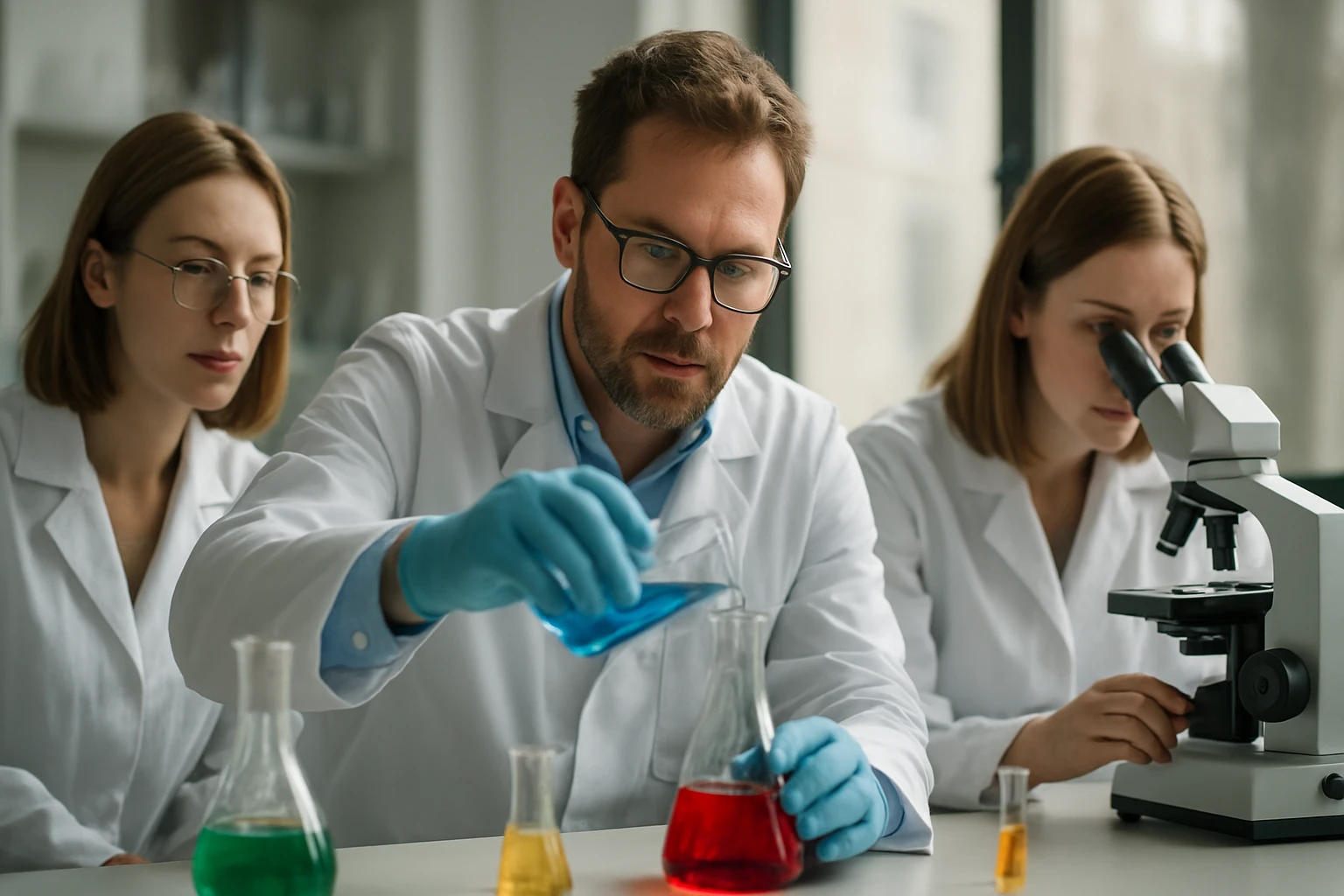 Kémiai kutatás, passziválódás folyamatainak vizsgálata laboratóriumban.