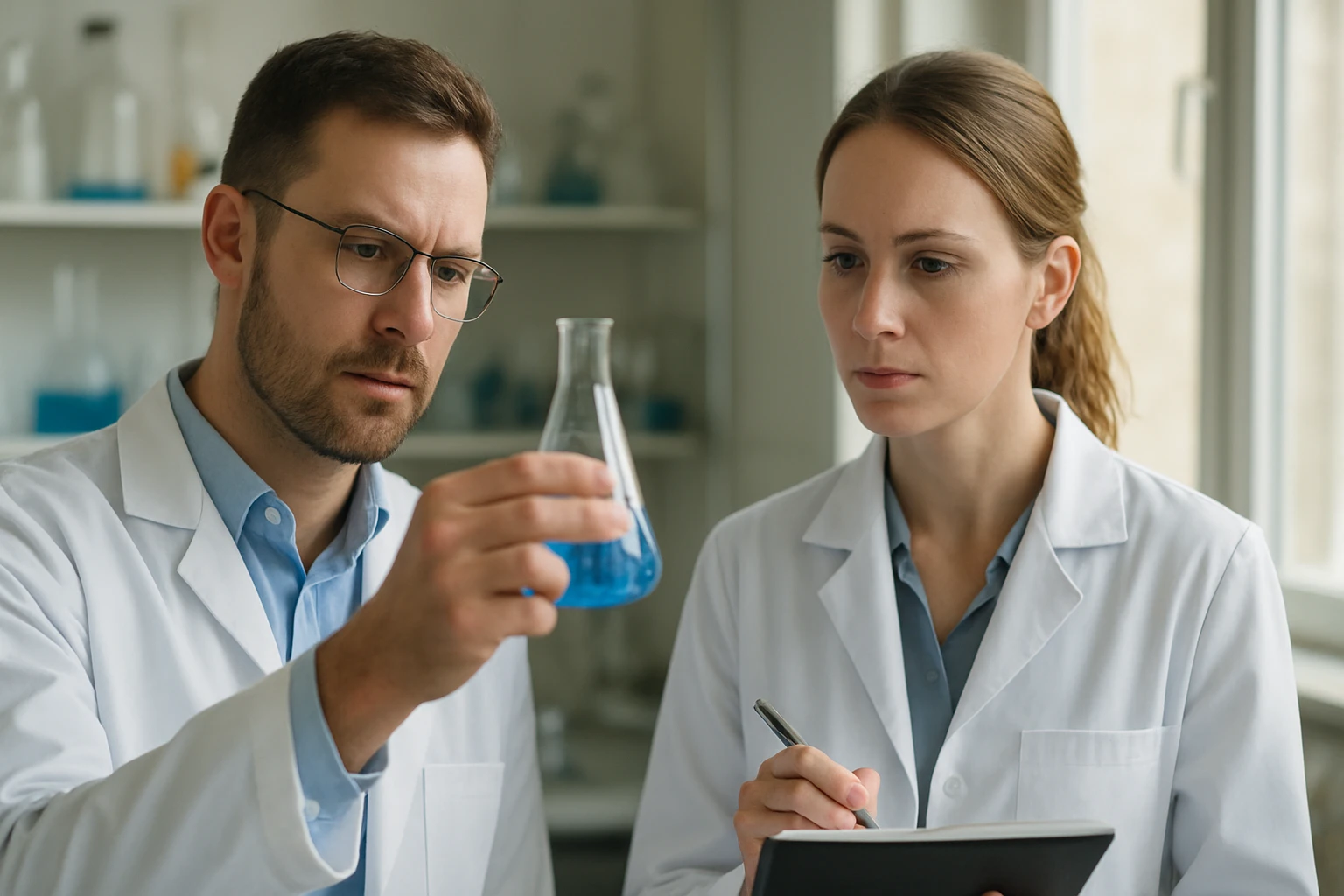 A pirofoszforsav képlete, előállítása és biokémiai szerepe Kémiai kísérlet során pirofoszforsavat vizsgáló tudósok.