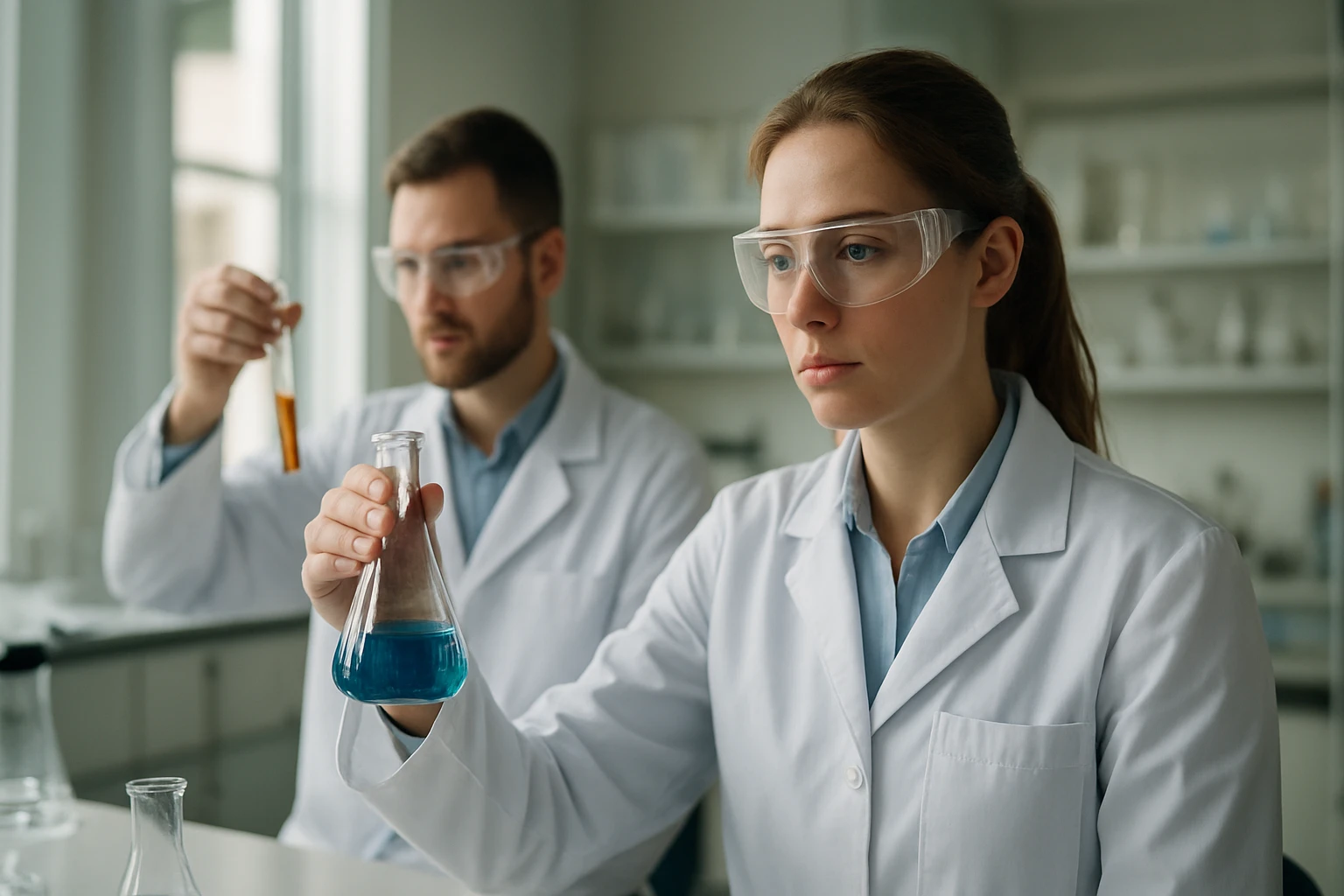 Két kutató laboratóriumban poliszorbát 20 vizsgálata közben