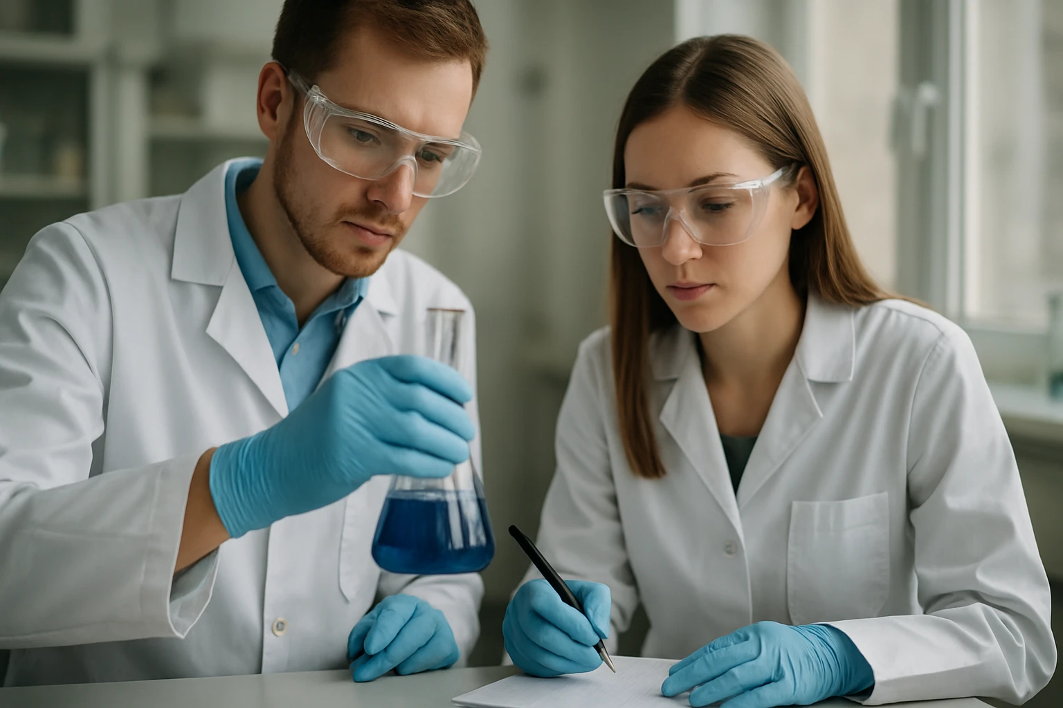 Polyvinylpropylpyrrolidon: Jelentése, Tulajdonságai és Hatásai Két tudós laboratóriumban polyvinylpropylpyrrolidon kutatása közben.