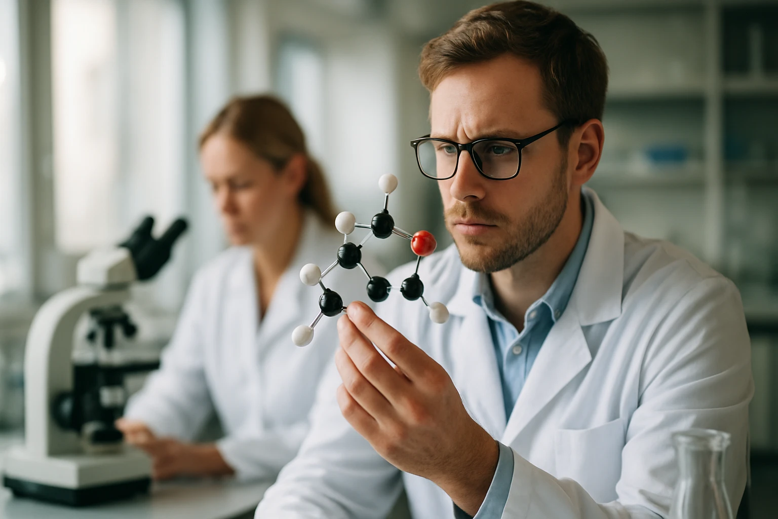 Kutatás a kémiai struktúrák és vegyületek területén laboratóriumban