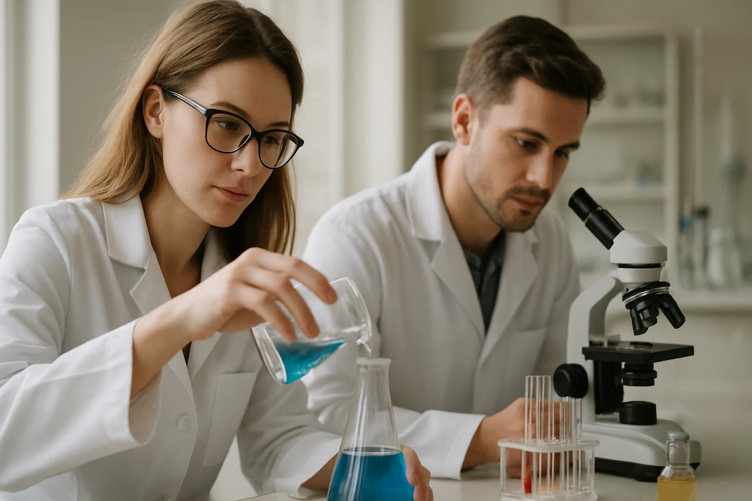 Kémiai kísérlet szilícium-dioxid vizsgálatával laboratóriumban.