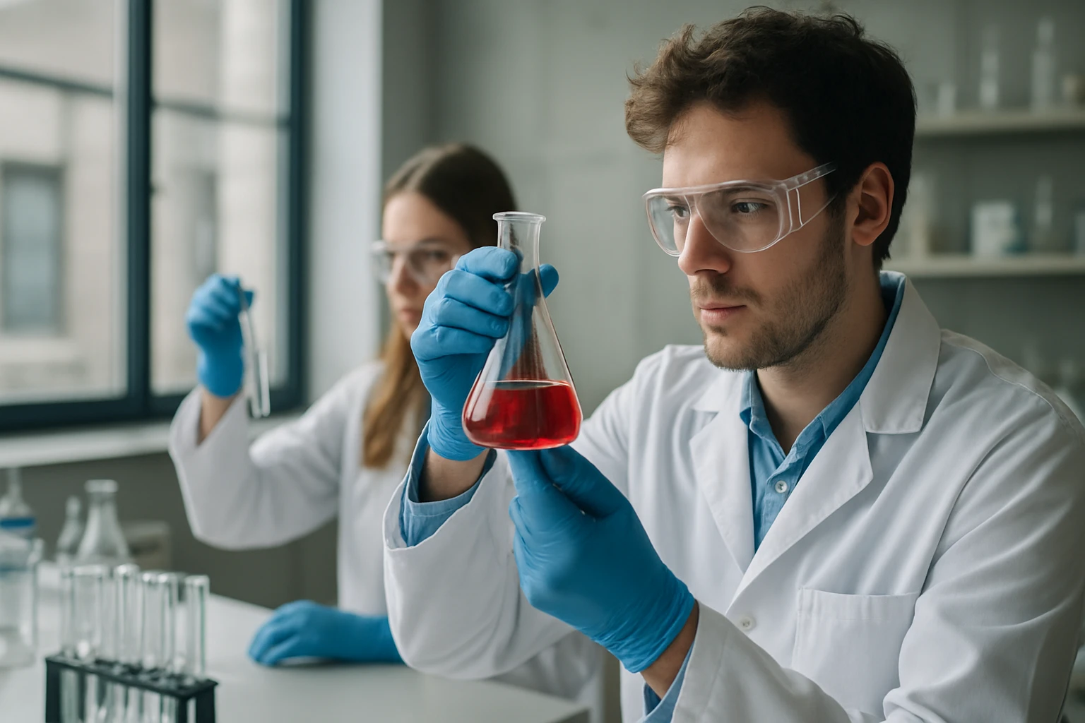 Kémiai kísérlet szorbinsavval laboratóriumban