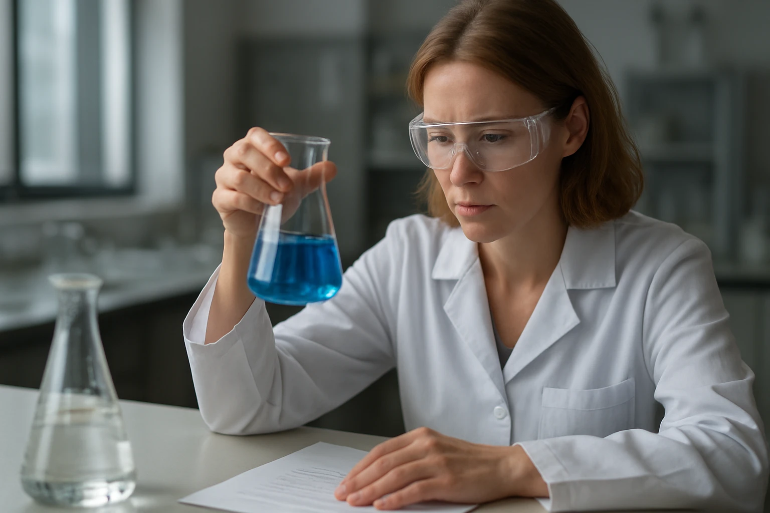 Kémiai kísérlet telítetlen oldattal a laboratóriumban.