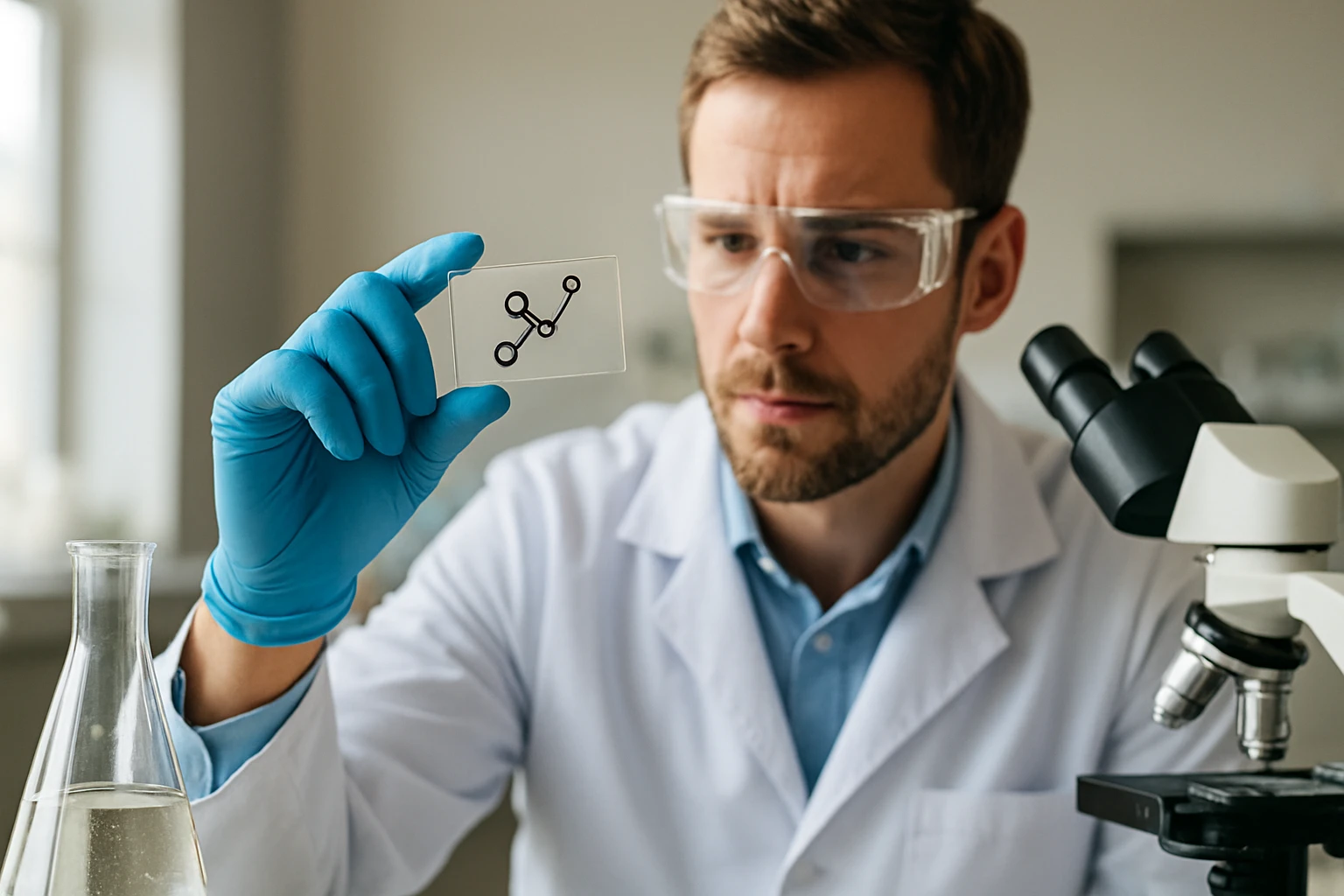 Kémikus a tellur-dioxid molekula szerkezetét vizsgálja