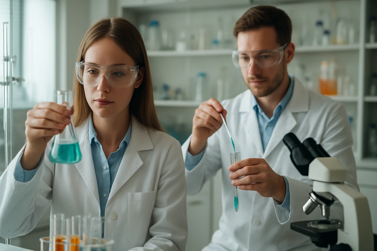 A Hg(II) vegyületek jellemzői és kockázatai: A merkúri vegyületek világa Két kutató laboratóriumban Hg(II) vegyületekkel kísérletezik.