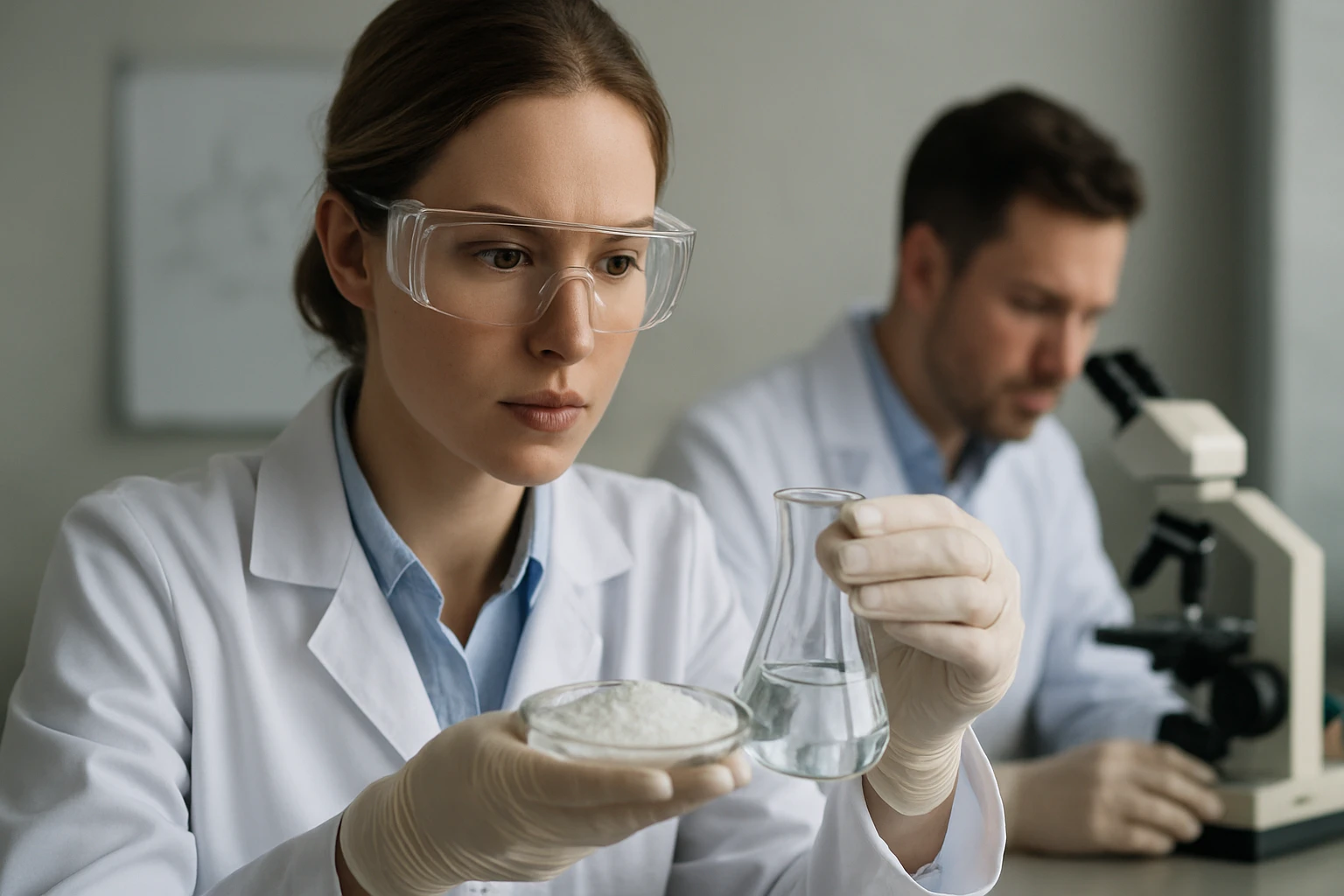 Laboratóriumi kísérlet karbamiddal és vízzel