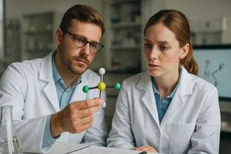 Két kutató trifluor-ammónia molekulát elemzi