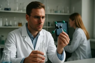 A triklór-etén molekula modellezése laboratóriumban.