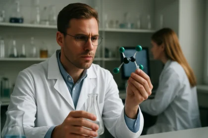 A triklór-etén molekula modellezése laboratóriumban.