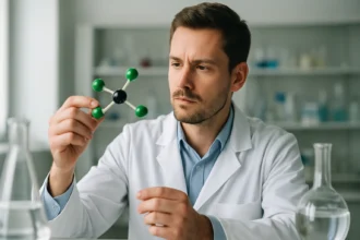 A triklóretilén molekula modellezése a laborban.