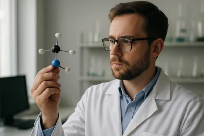 A trimetil-amin molekula modellezése laboratóriumban.