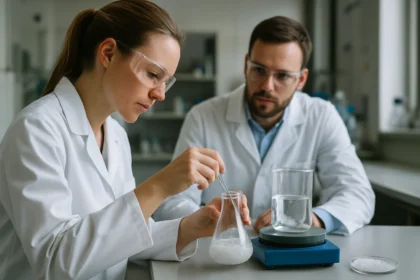 Kémiai laboratóriumi munkafolyamat újrakristályosítás során