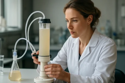 Laboratóriumi szakember ultraszűrési eljárás végrehajtása