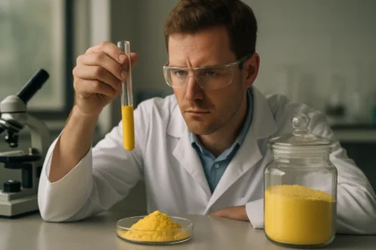 Kémikus urán(IV)-oxid vizsgálata kémcsőben és üvegtartályban.