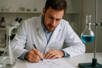 Tetrahidropirrol vegyületet ábrázoló laboratóriumi kísérlet