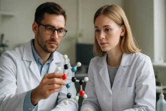 Kémikusok vegyértékpályával kapcsolatos studiumot folytatnak.