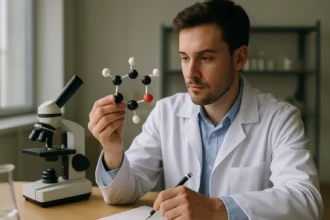 Kutató a vegyértékszögről és molekuláris szerkezetekről.