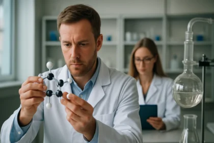 Kutatók laboratóriumban xilán molekulával dolgoznak.