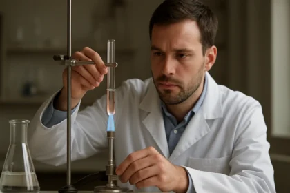 Kémikus termolízist végez laboratóriumban