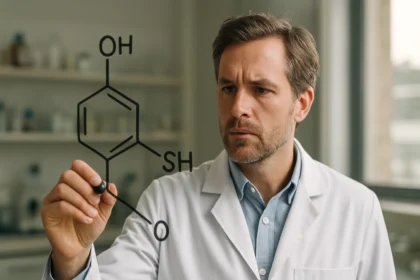 Tiociánsav molekula bemutatása egy laboratóriumi környezetben
