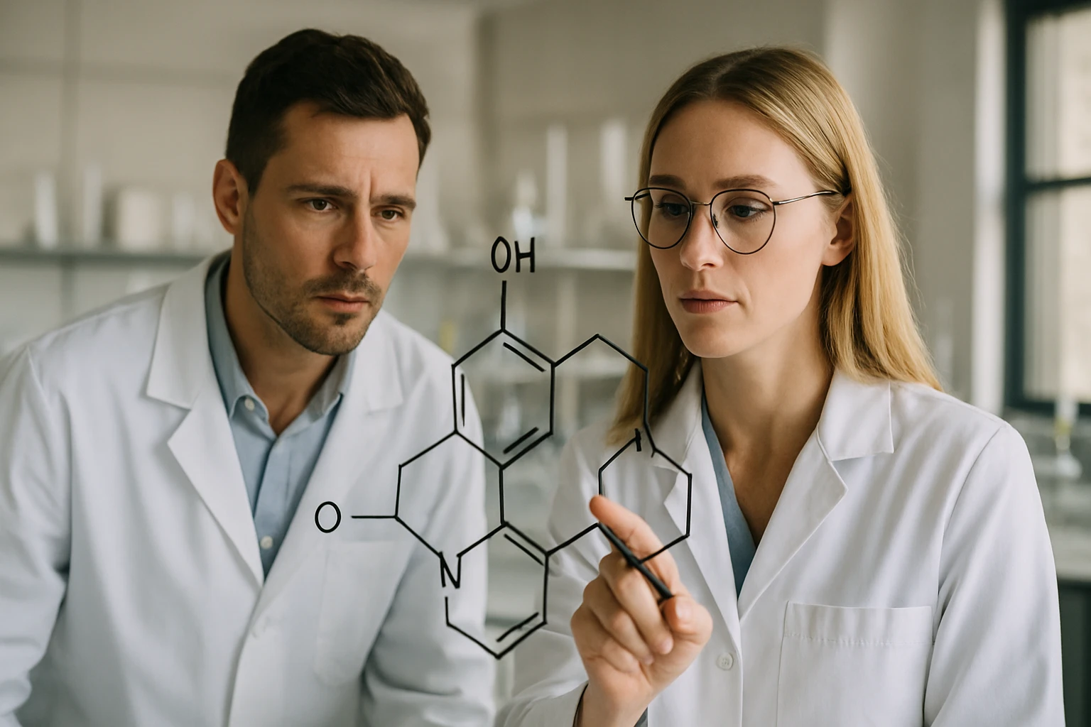 Kutatók a Rice-Herzfeld mechanizmus vizsgálatakor laboratóriumban.