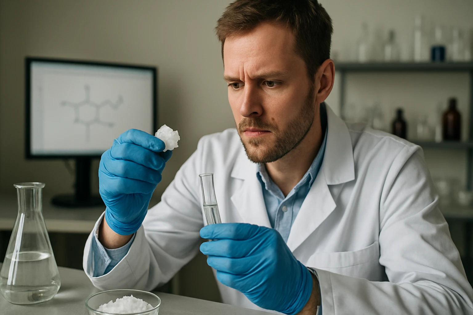 Kémikus titán-klorid vizsgálata laboratóriumban